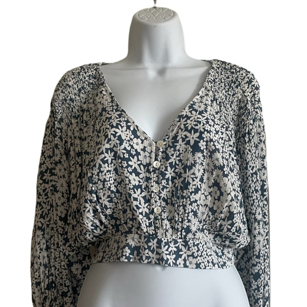 Angie Cropped Floral Print Blouse